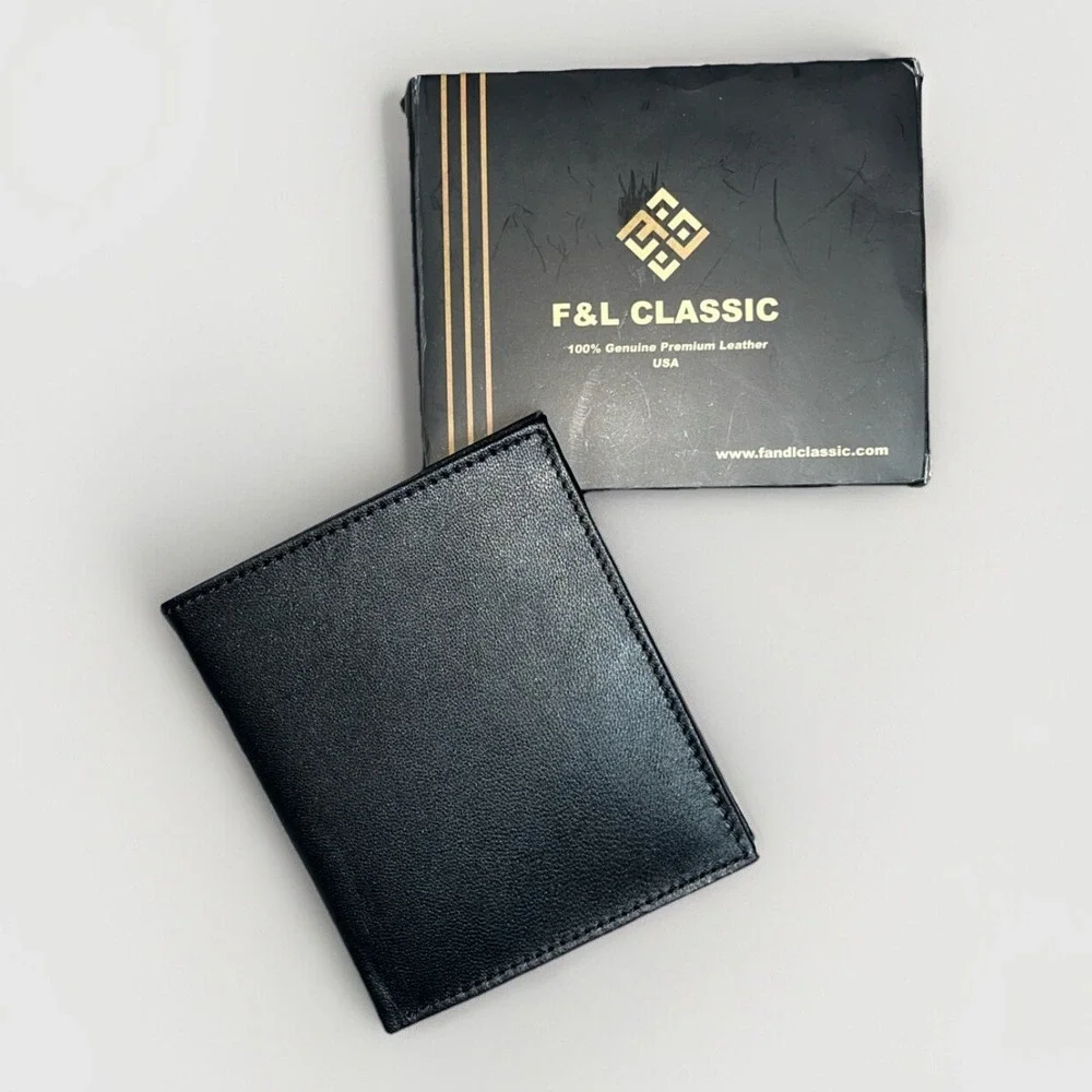 F&L CLASSIC RFID Blocking Mens Bi-Fold Style‎ Premium Leather Wallet New In Box